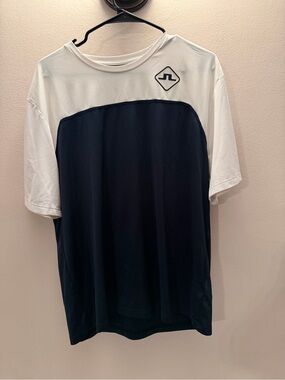 J.Lindeberg Navy and White Performance Short Sleeve Tee